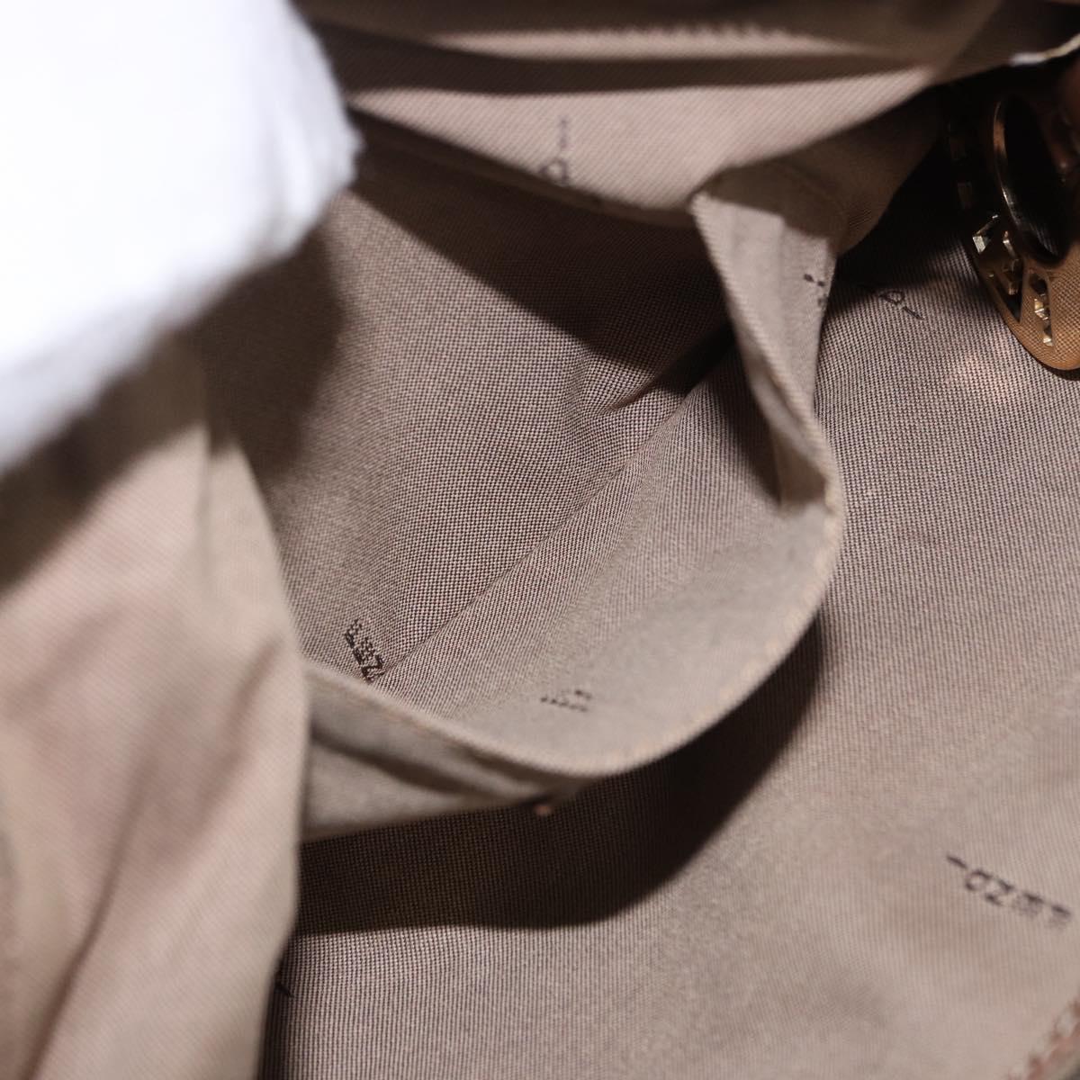 FENDI Zucchino Canvas Shoulder Bag Beige Gold Auth BAZ527