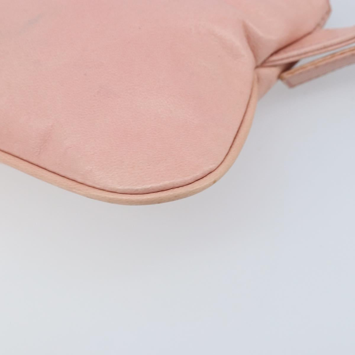 FENDI Mamma Bucket Shoulder Bag Leather Pink Silver Auth BAZ529
