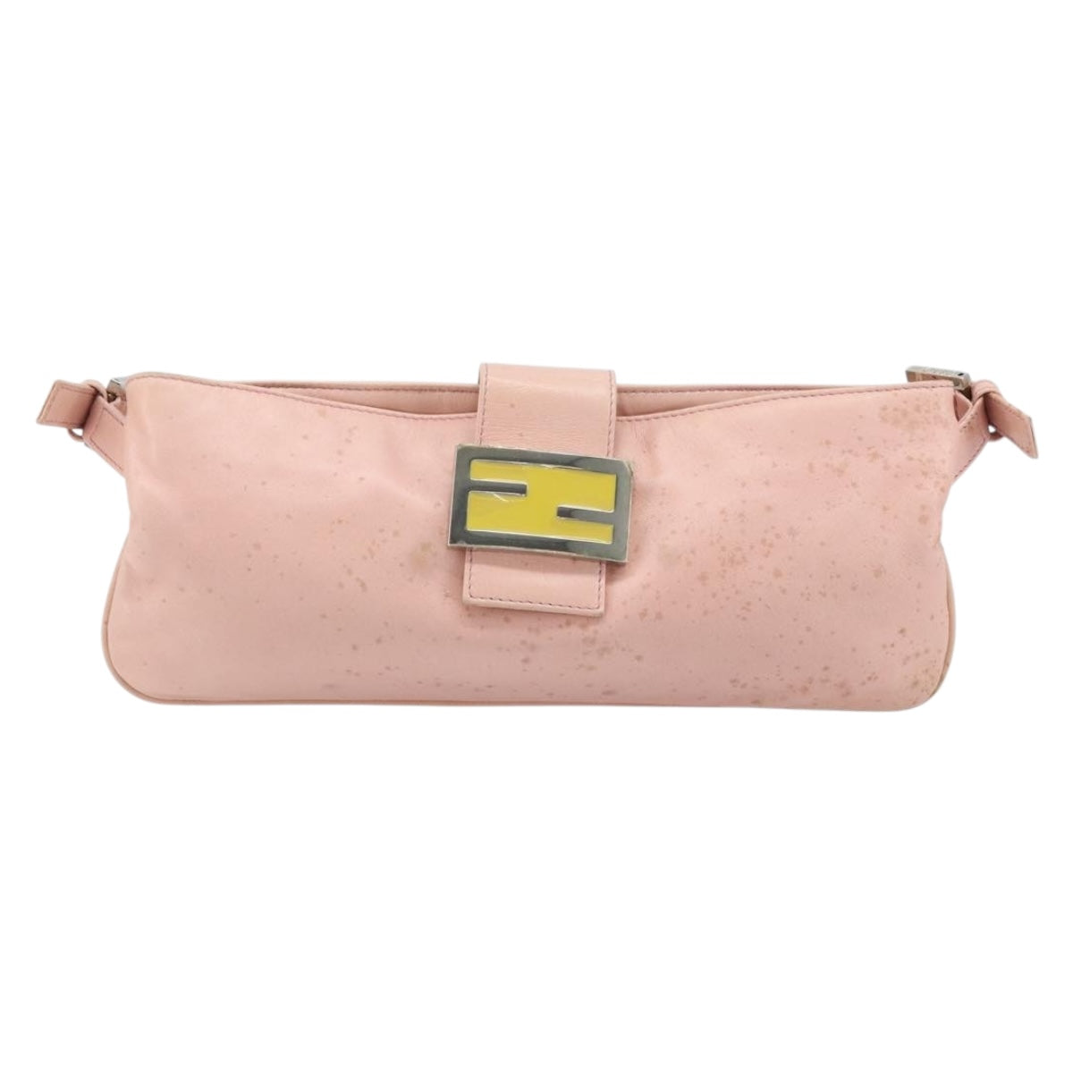 FENDI Mamma Bucket Shoulder Bag Leather Pink Silver Auth BAZ529