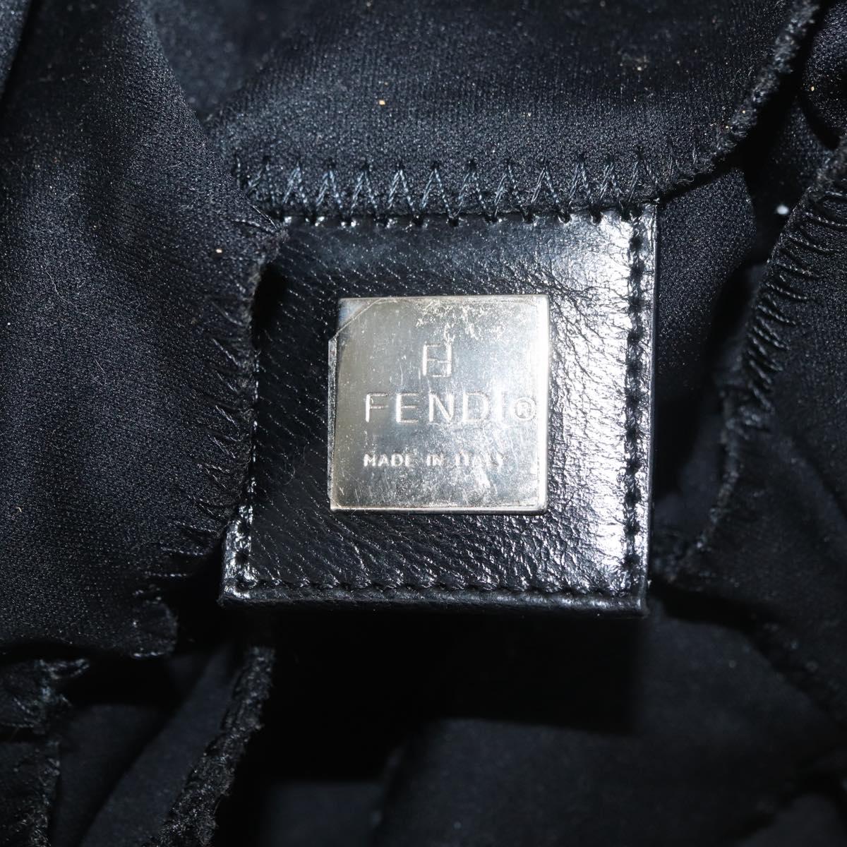 FENDI Mamma Baguette Shoulder Bag Nylon Black Silver Auth BAZ531