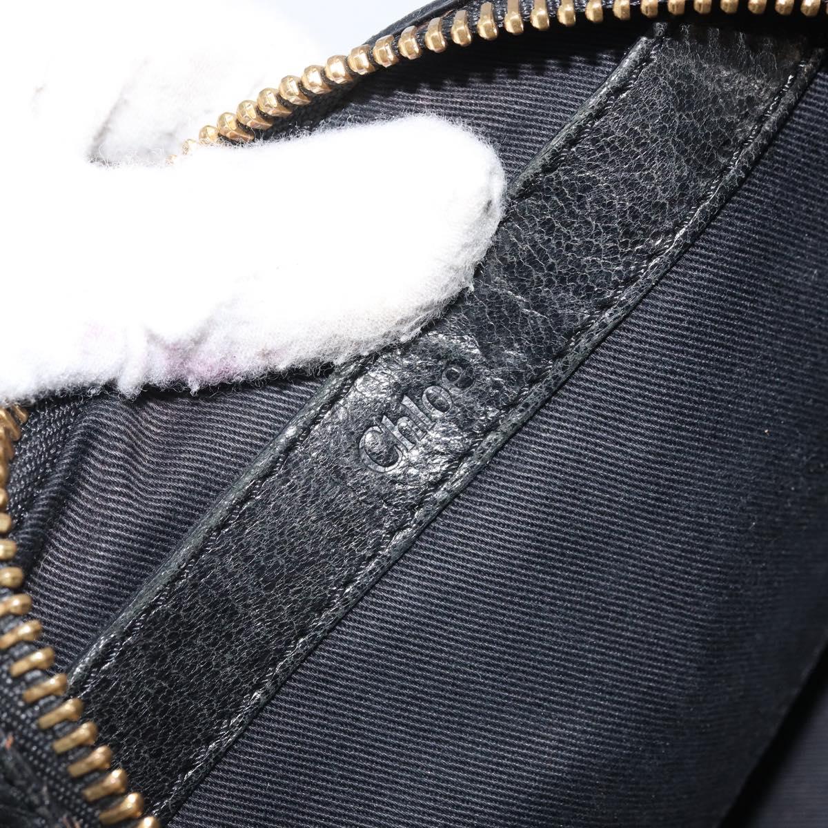 Chloe Etel Hand Bag Leather 2way Black Gold Auth BAZ546