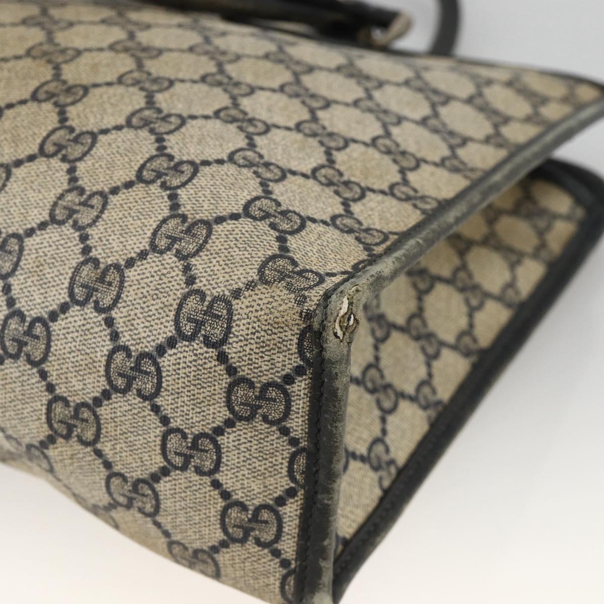 GUCCI GG Supreme Sherry Line Hand Bag PVC Navy Gold 010 378 Auth BAZ548