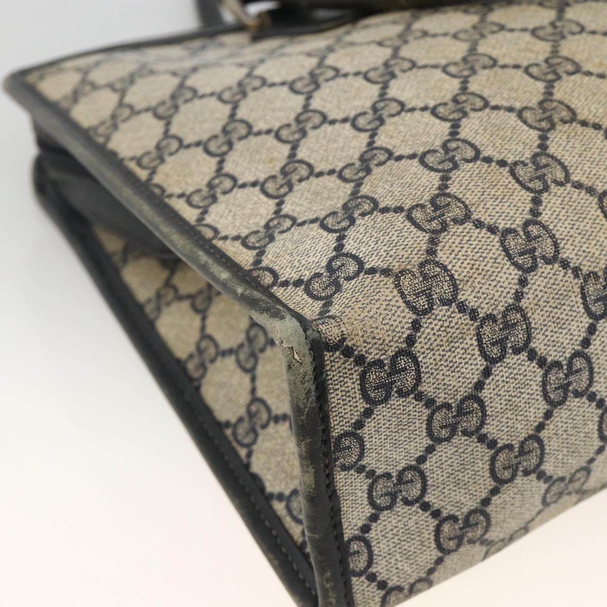 GUCCI GG Supreme Sherry Line Hand Bag PVC Navy Gold 010 378 Auth BAZ548