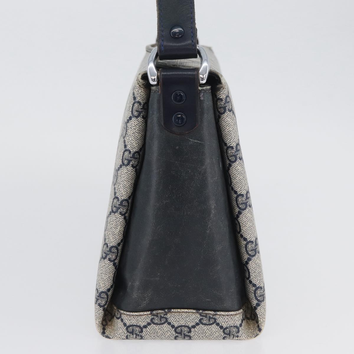 GUCCI GG Supreme Shoulder Bag PVC Navy Silver Auth BAZ550