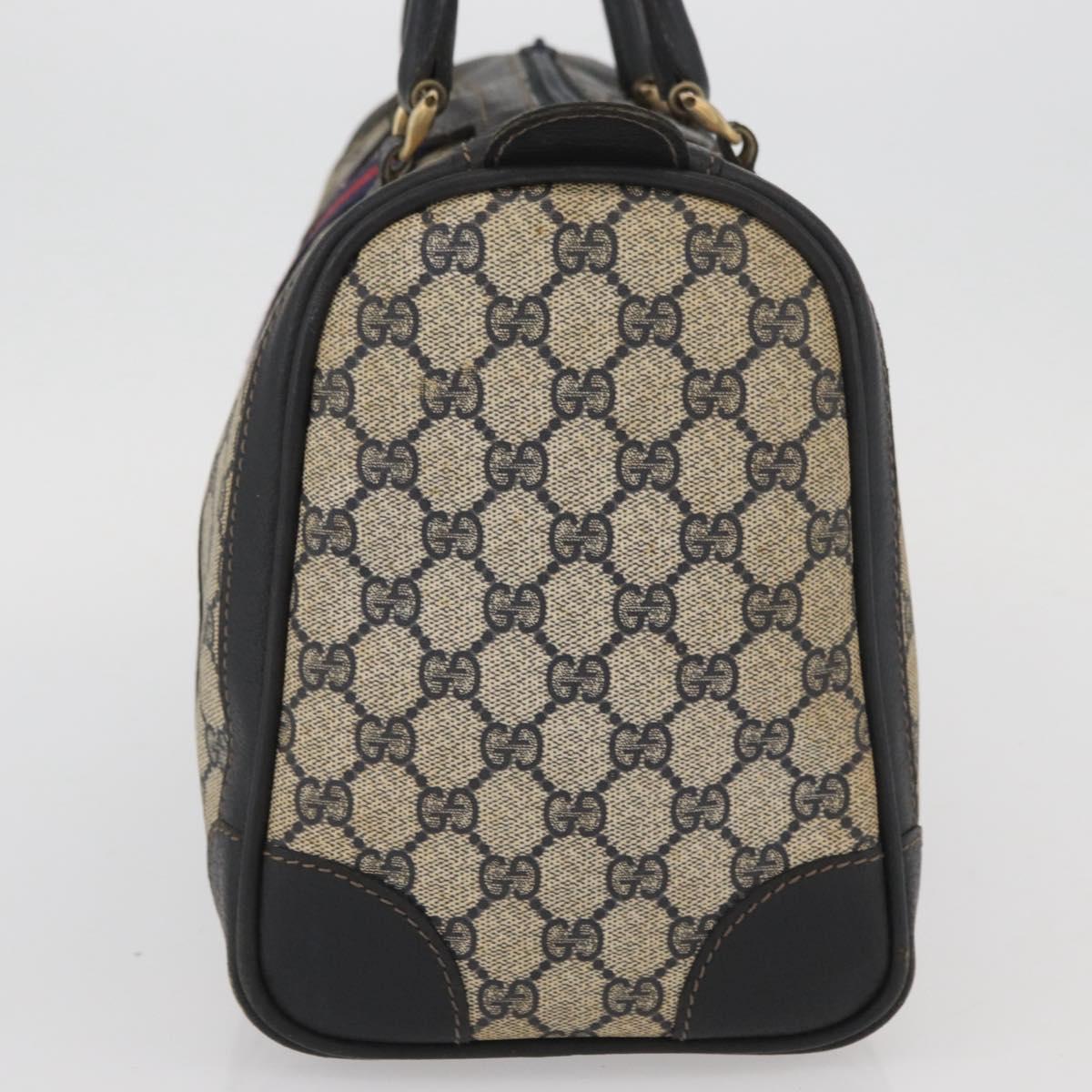 GUCCI GG Supreme Boston Bag PVC Navy Gold Auth BAZ551