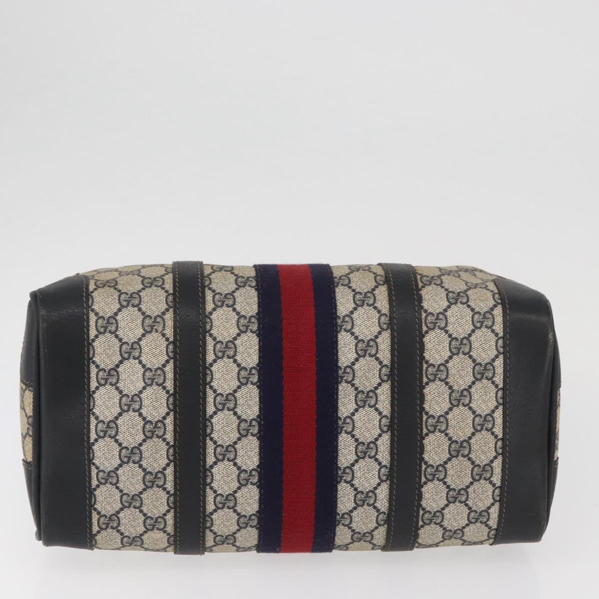 GUCCI GG Supreme Boston Bag PVC Navy Gold Auth BAZ551