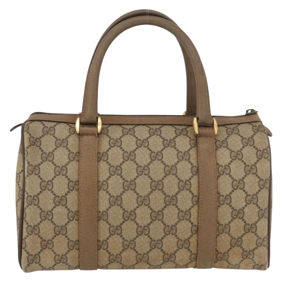 GUCCI GG Supreme Web Sherry Line Boston Bag PVC Beige Gold 40 02 006 Auth BAZ553