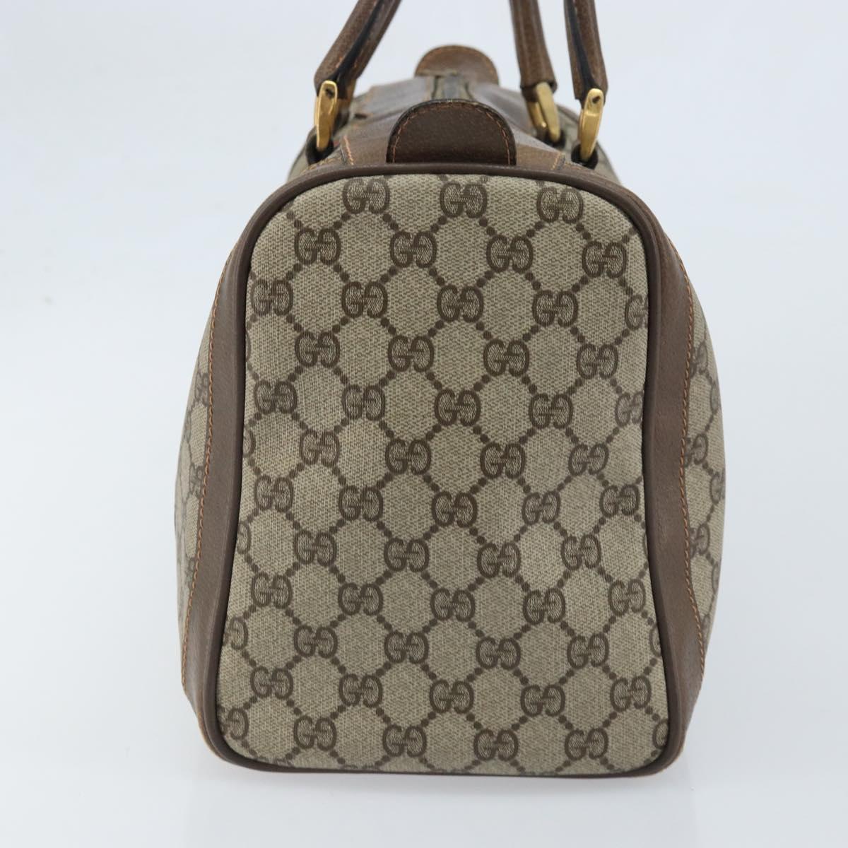 GUCCI GG Supreme Web Sherry Line Boston Bag PVC Beige 02 98 8 0468 Auth BAZ555
