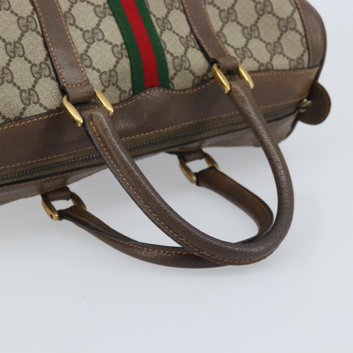 GUCCI GG Supreme Web Sherry Line Boston Bag PVC Beige 02 98 8 0468 Auth BAZ555