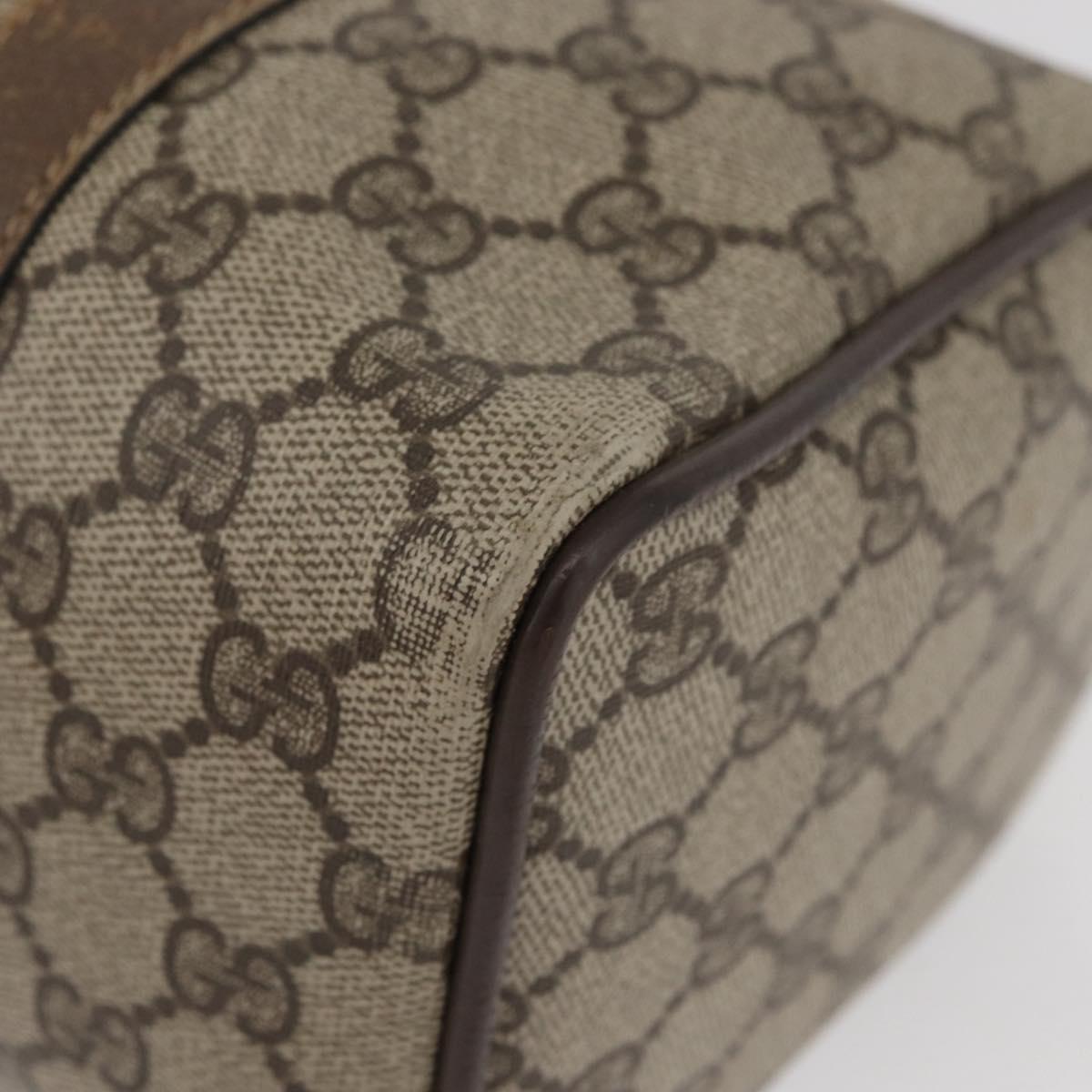 GUCCI GG Supreme Web Sherry Line Boston Bag PVC Beige Gold 40 02 006 Auth BAZ556