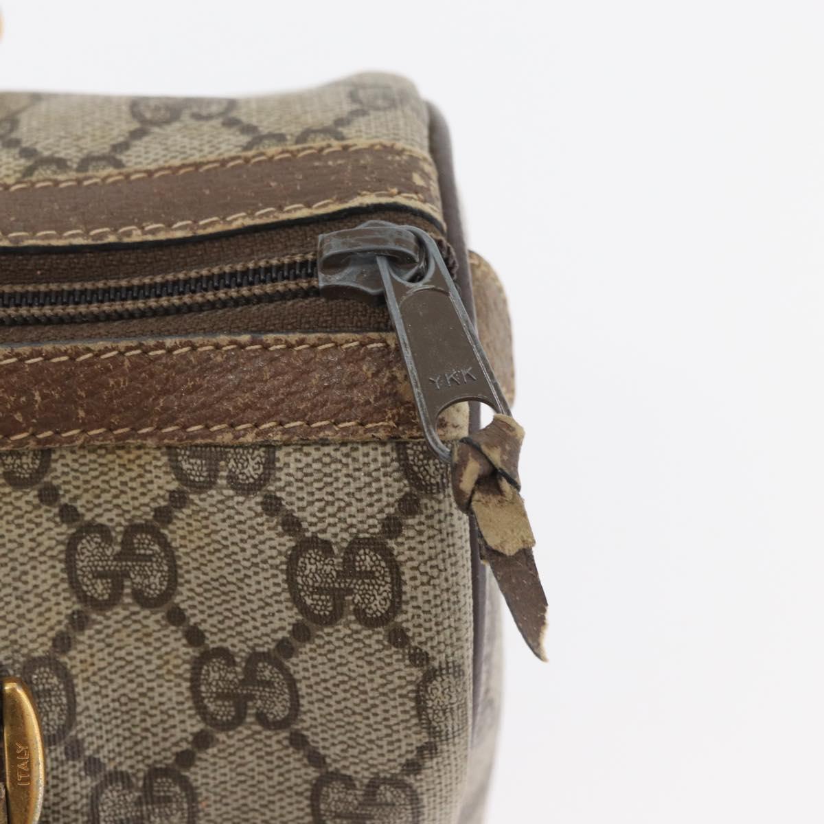 GUCCI GG Supreme Web Sherry Line Boston Bag PVC Beige Gold 40 02 006 Auth BAZ556