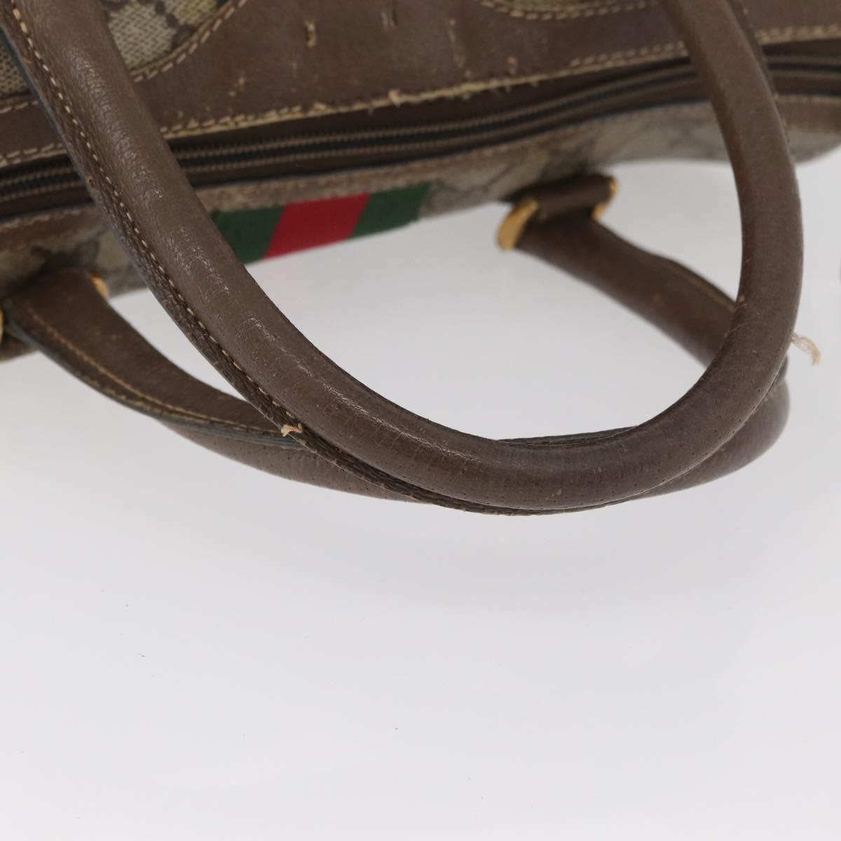 GUCCI GG Supreme Web Sherry Line Boston Bag PVC Beige Gold 40 02 006 Auth BAZ556