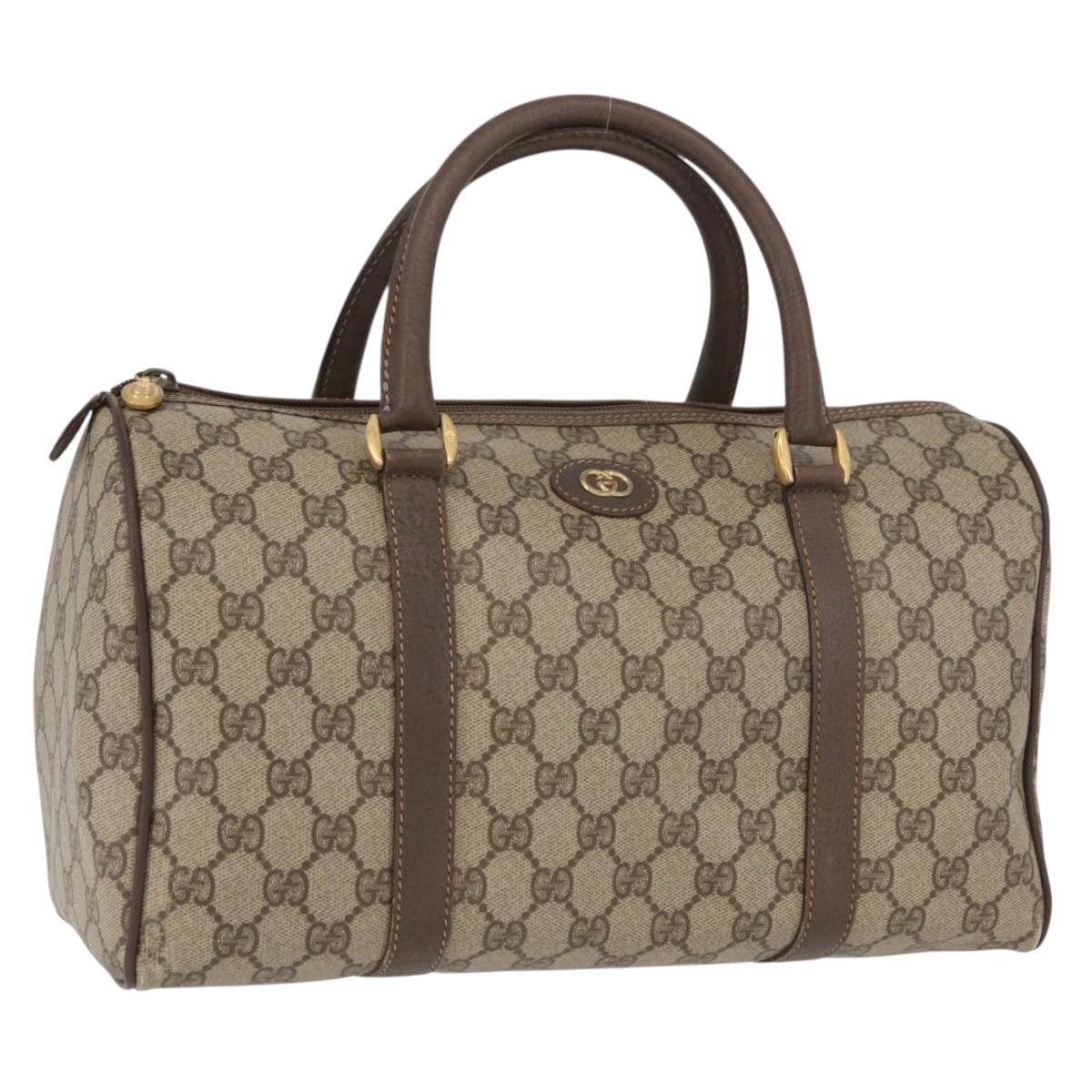 GUCCI GG Supreme Boston Bag PVC Beige Gold 002 615 6842 Auth BAZ557