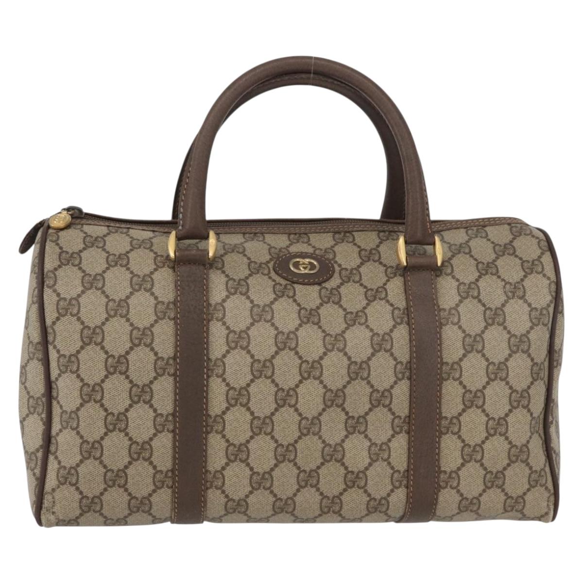 GUCCI GG Supreme Boston Bag PVC Beige Gold 002 615 6842 Auth BAZ557