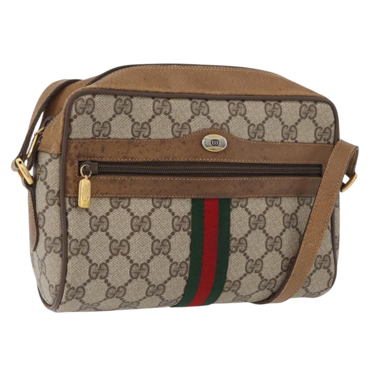 GUCCI GG Supreme Web Sherry Line Shoulder Bag PVC Beige 98 02 004 Auth BAZ558