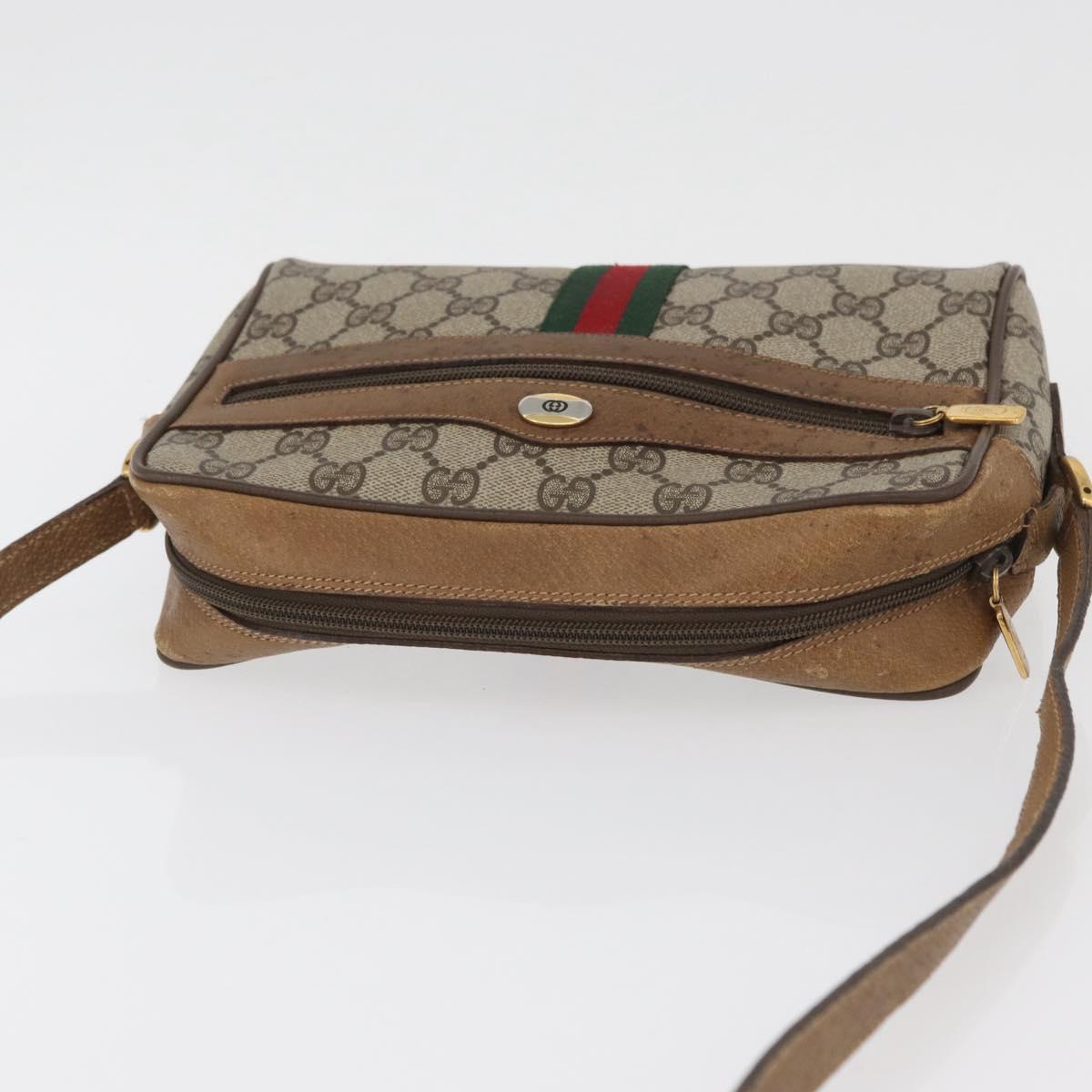 GUCCI GG Supreme Web Sherry Line Shoulder Bag PVC Beige 98 02 004 Auth BAZ558