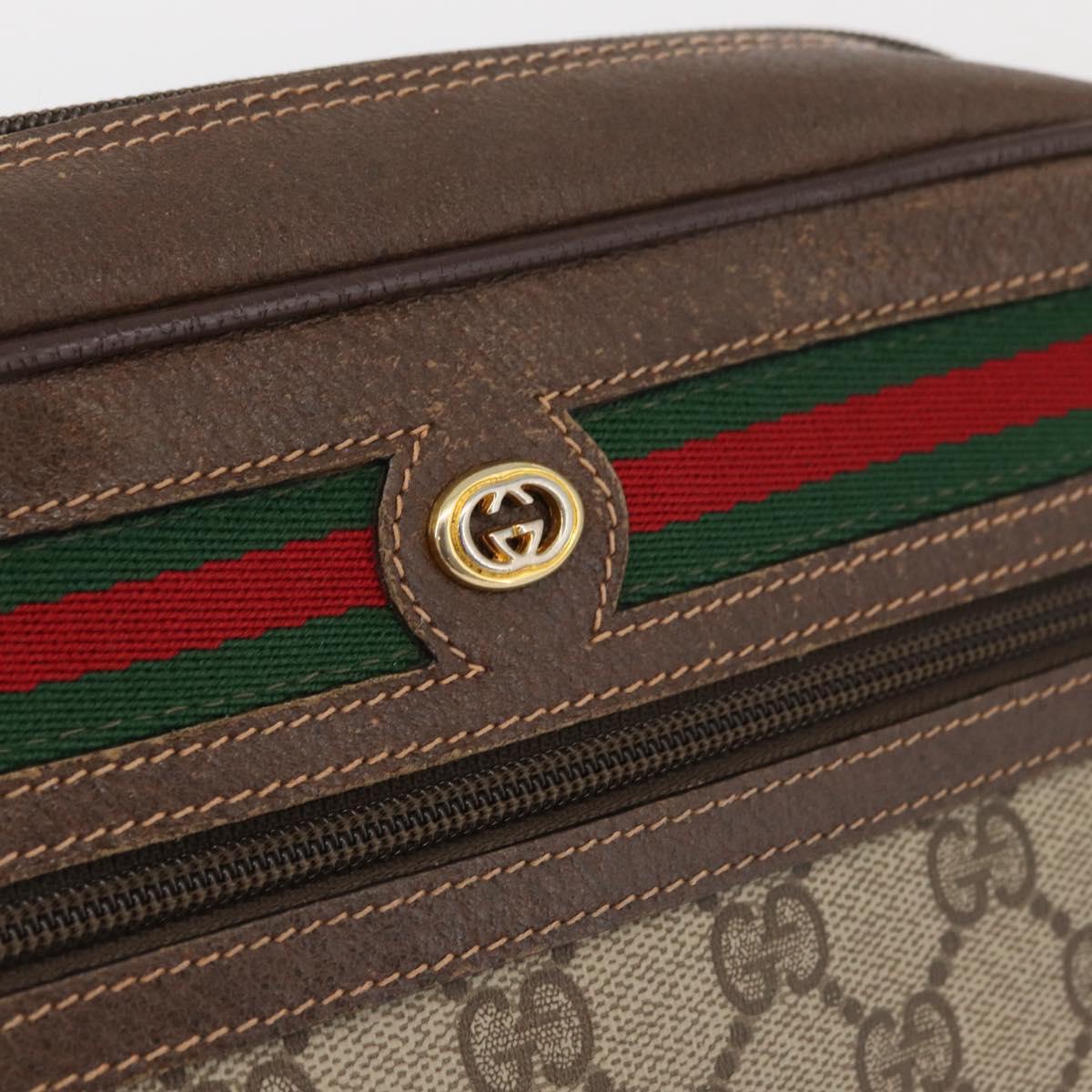 GUCCI GG Supreme Web Sherry Line Shoulder Bag PVC Beige 56 02 087 Auth BAZ559
