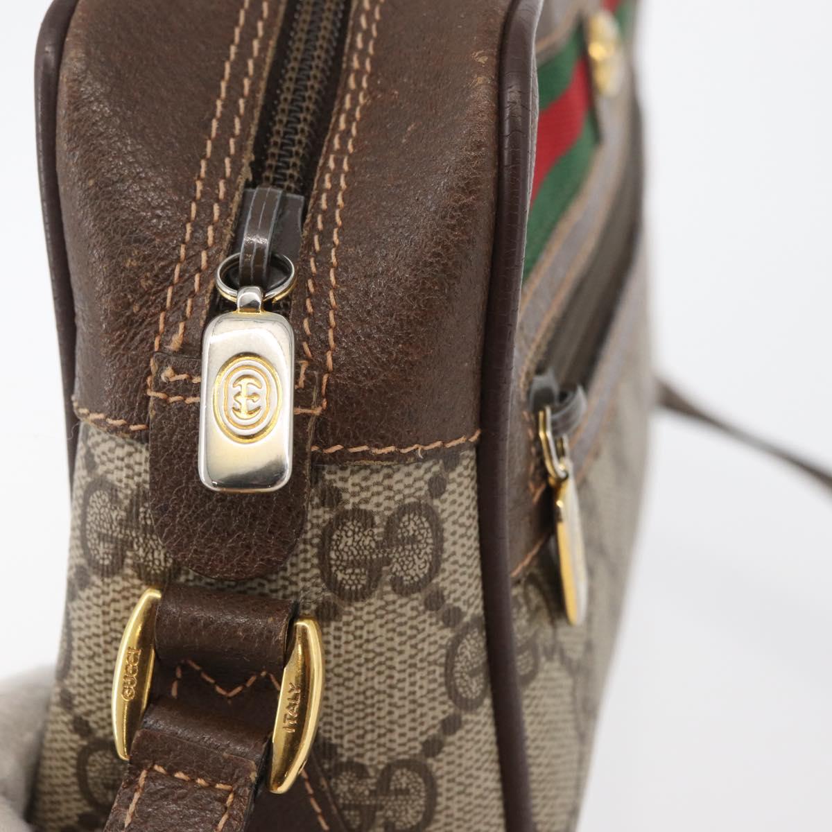 GUCCI GG Supreme Web Sherry Line Shoulder Bag PVC Beige 56 02 087 Auth BAZ559