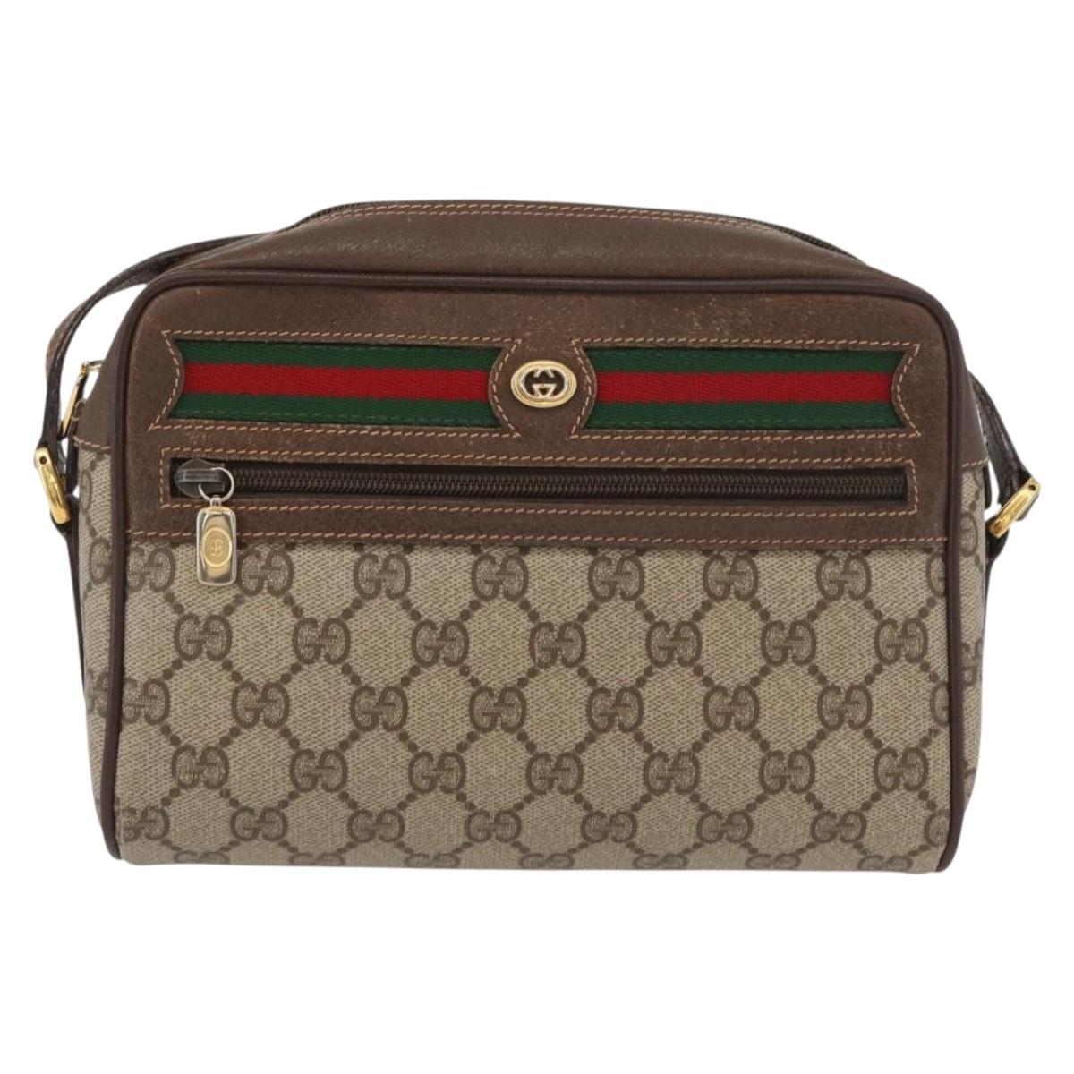 GUCCI GG Supreme Web Sherry Line Shoulder Bag PVC Beige 56 02 087 Auth BAZ559