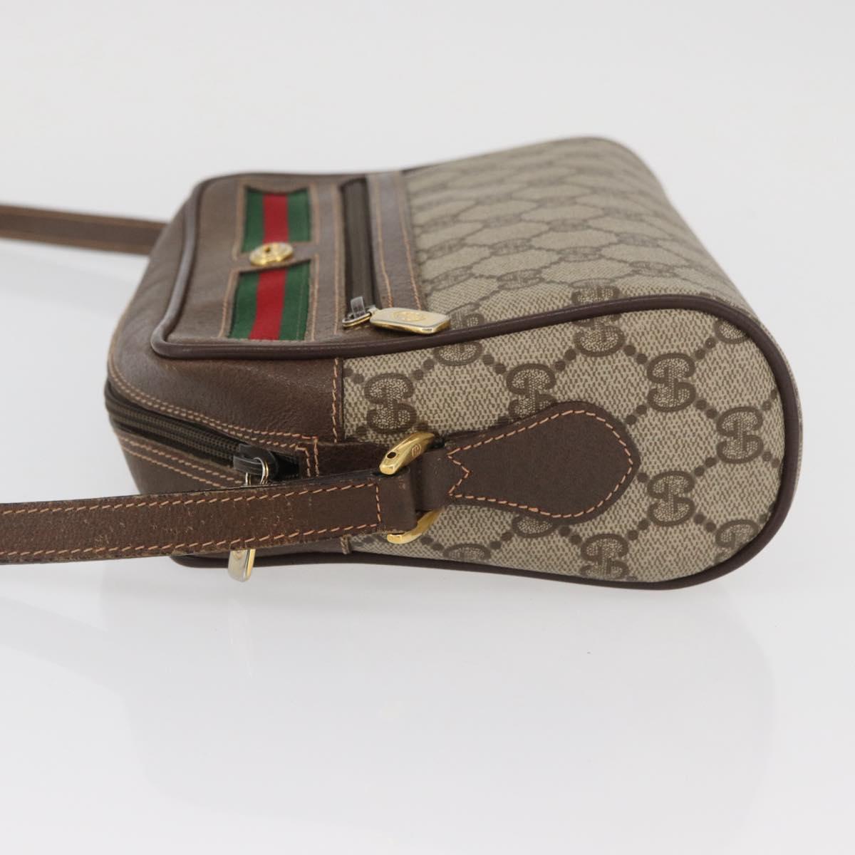 GUCCI GG Supreme Web Sherry Line Shoulder Bag PVC Beige 56 02 087 Auth BAZ559