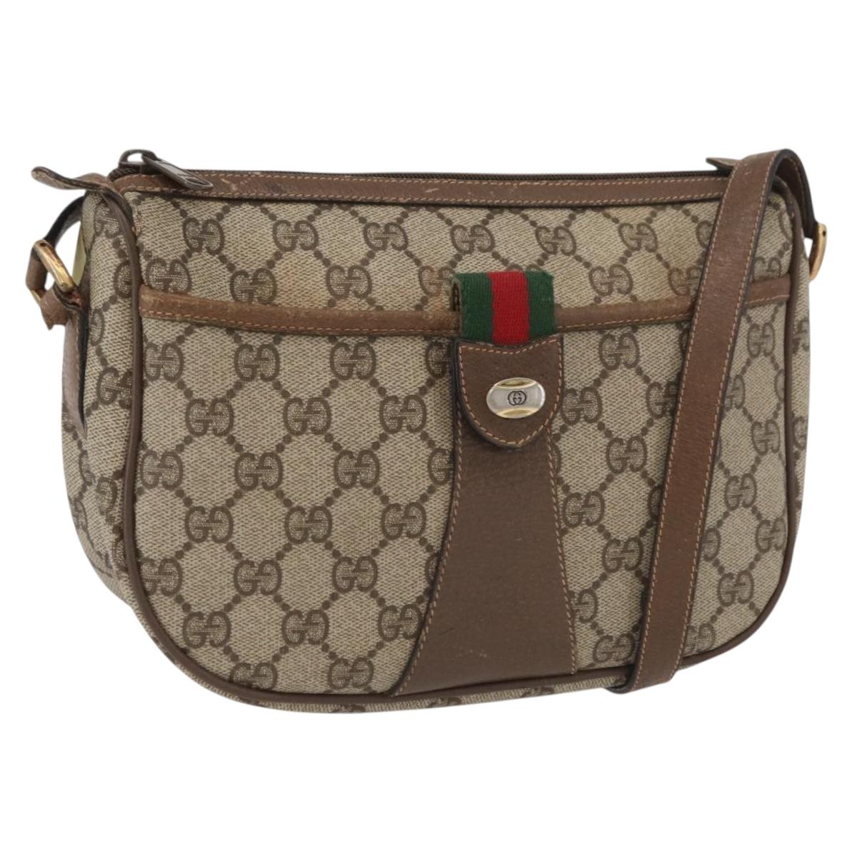 GUCCI GG Supreme Web Sherry Line Bag PVC Beige Gold 89 02 032 Auth BAZ560