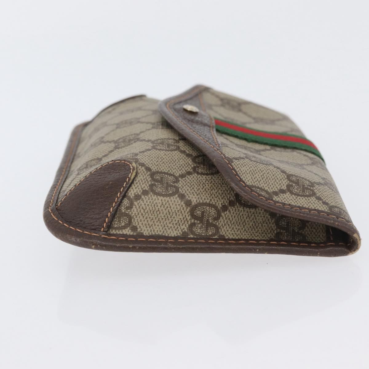 GUCCI GG Supreme Web Sherry Line Pouch PVC Beige Red 014 89 5205 Auth BAZ563