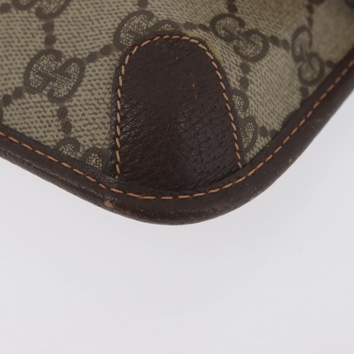 GUCCI GG Supreme Web Sherry Line Pouch PVC Beige Red 014 89 5205 Auth BAZ563