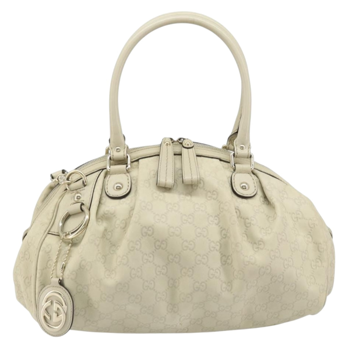 GUCCI GG Canvas Guccissima Hand Bag 2way Ivory Gold 223974 Auth BAZ564A