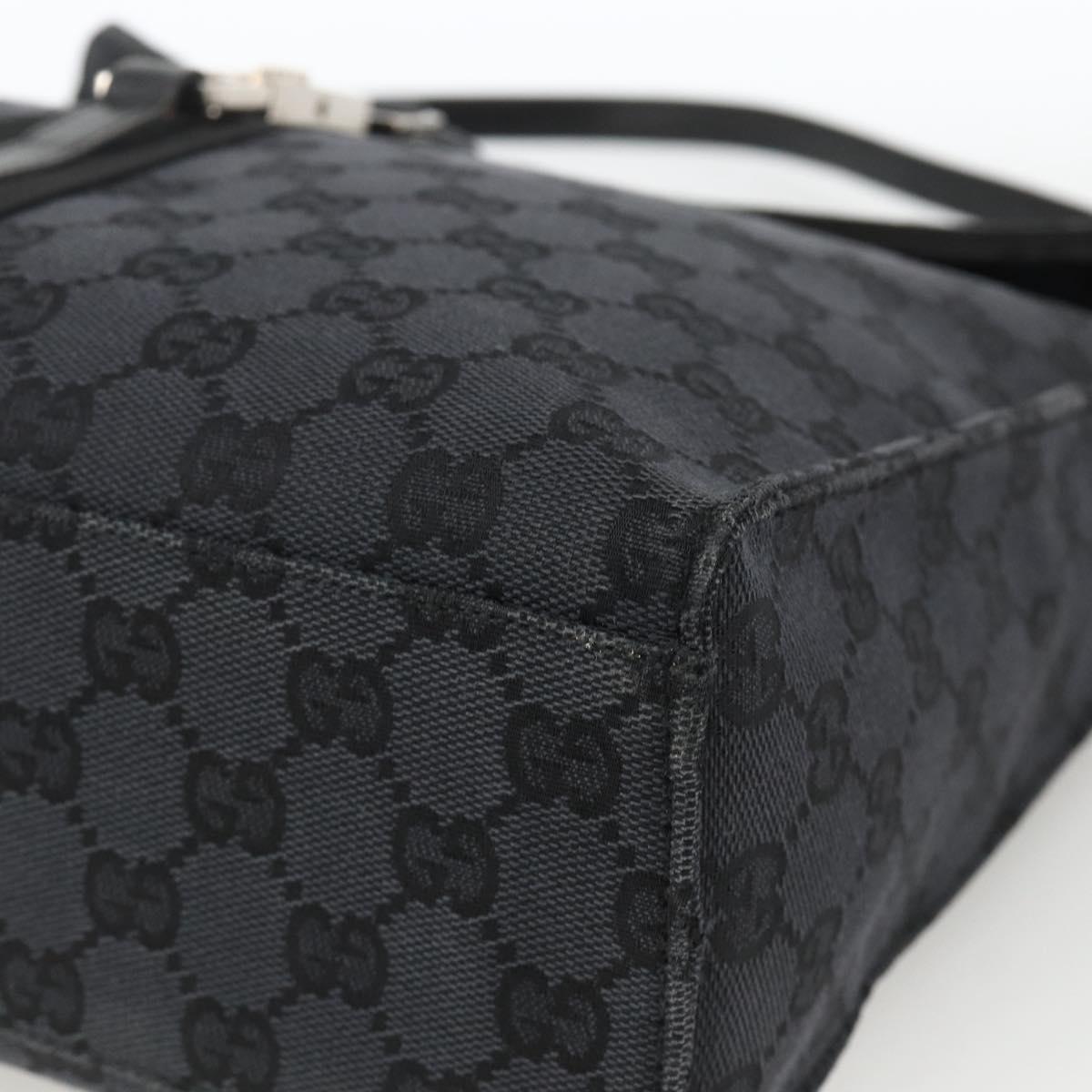 GUCCI GG Canvas Jackie Shoulder Bag Leather Black Silver 001 3355 Auth BAZ566A