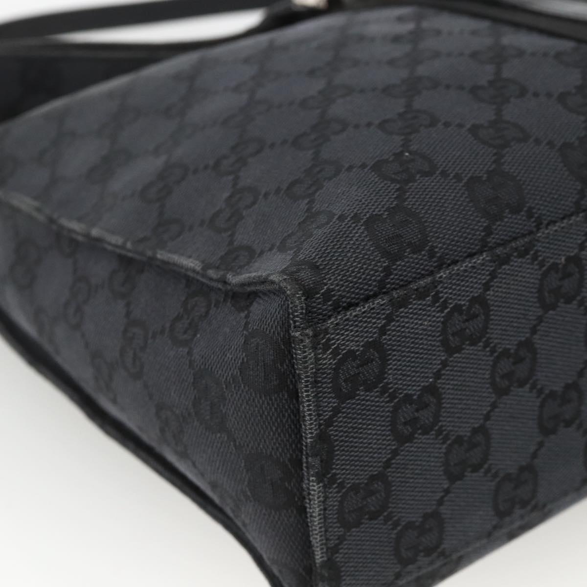 GUCCI GG Canvas Jackie Shoulder Bag Leather Black Silver 001 3355 Auth BAZ566A