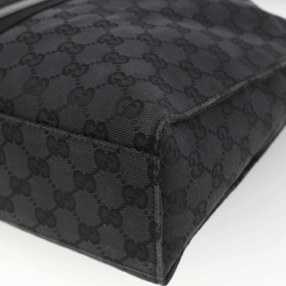 GUCCI GG Canvas Jackie Shoulder Bag Leather Black Silver 001 3355 Auth BAZ566A