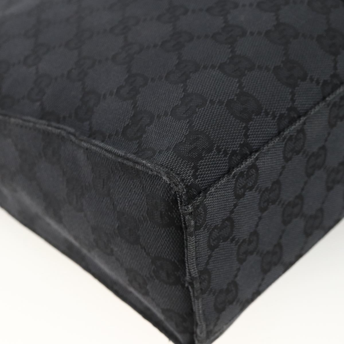 GUCCI GG Canvas Jackie Shoulder Bag Leather Black Silver 001 3355 Auth BAZ566A