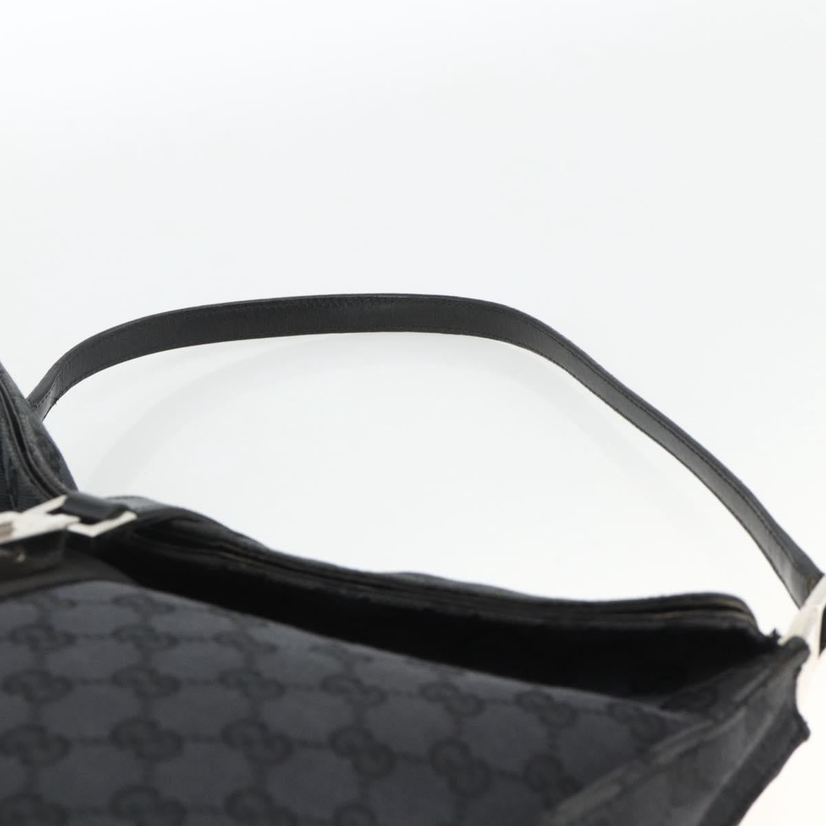 GUCCI GG Canvas Jackie Shoulder Bag Leather Black Silver 001 3355 Auth BAZ566A