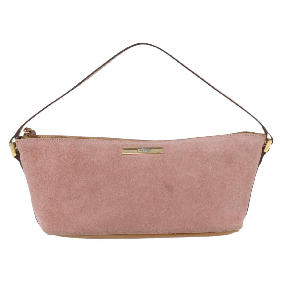GUCCI Accessory Pouch Suede Pink Gold 039 1103 Auth BAZ567