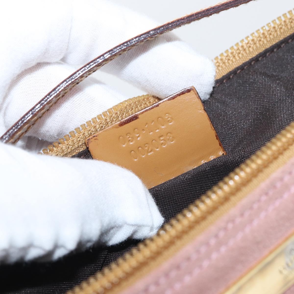 GUCCI Accessory Pouch Suede Pink Gold 039 1103 Auth BAZ567