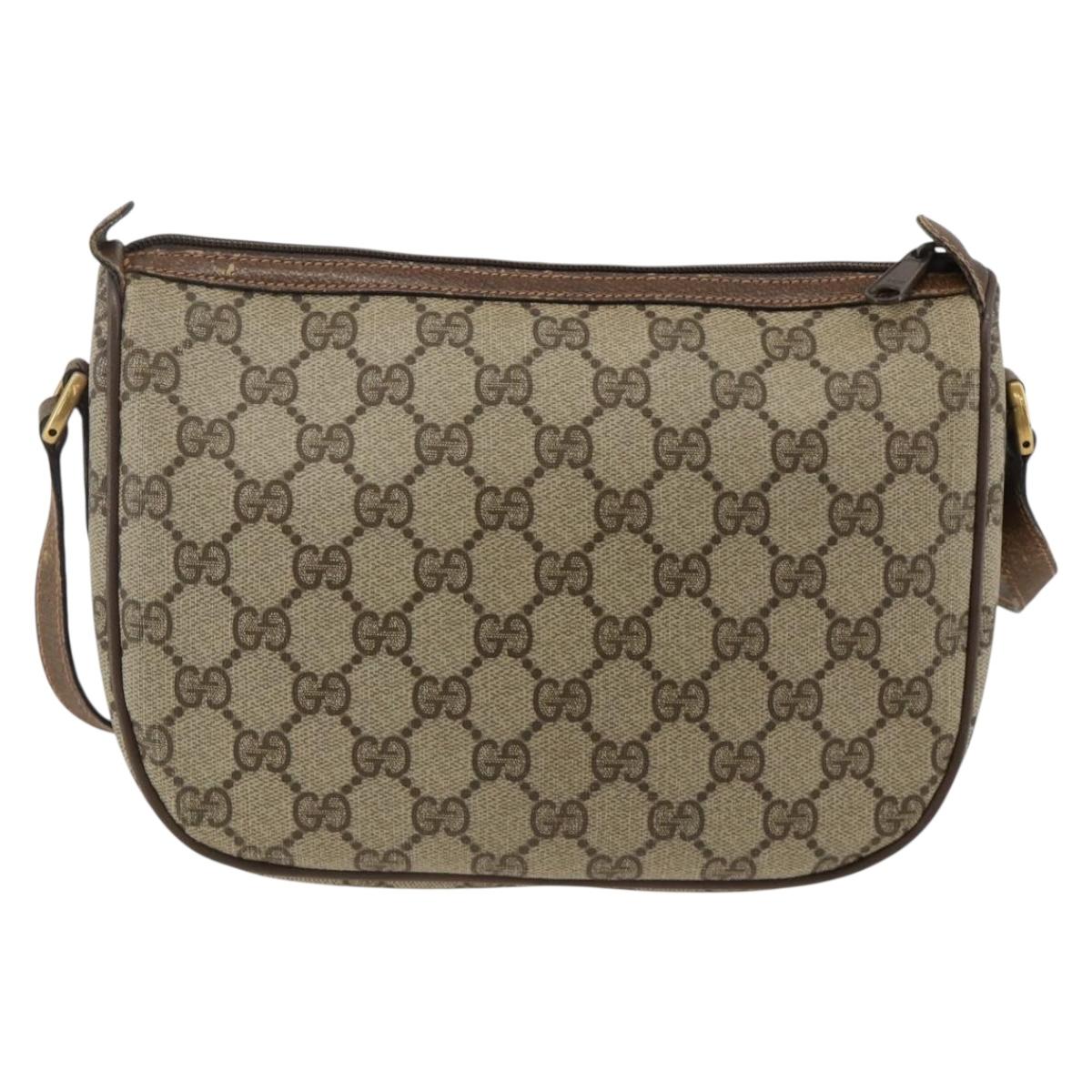 GUCCI GG Supreme Web Sherry Line Bag PVC Beige Gold 89 02 032 Auth BAZ577