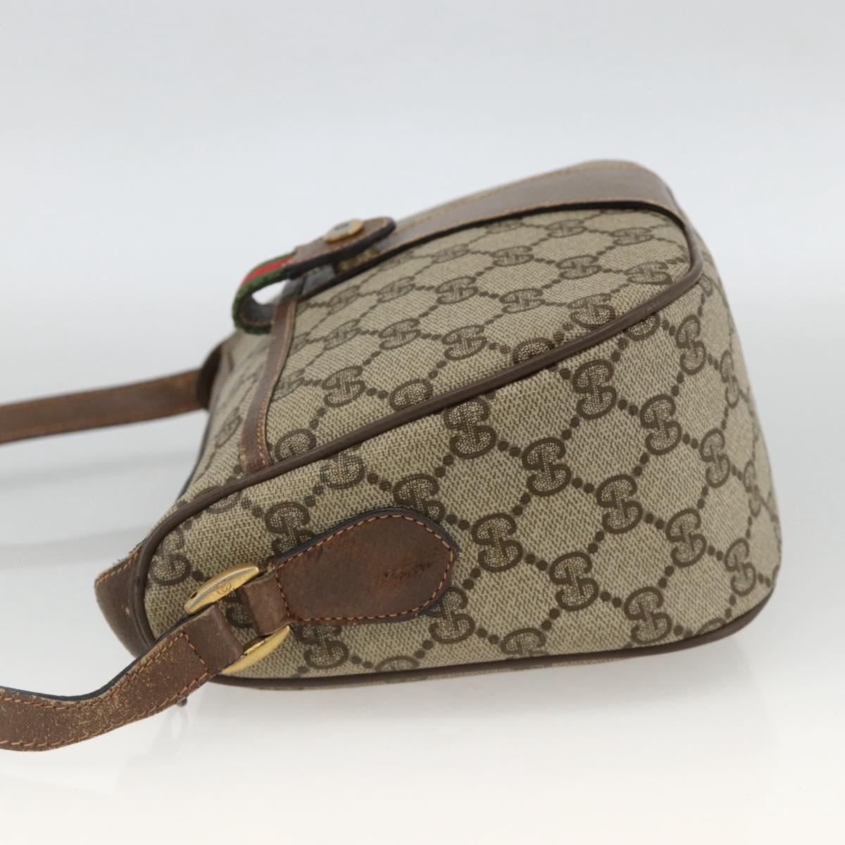 GUCCI GG Supreme Web Sherry Line Bag PVC Beige Gold 89 02 032 Auth BAZ577