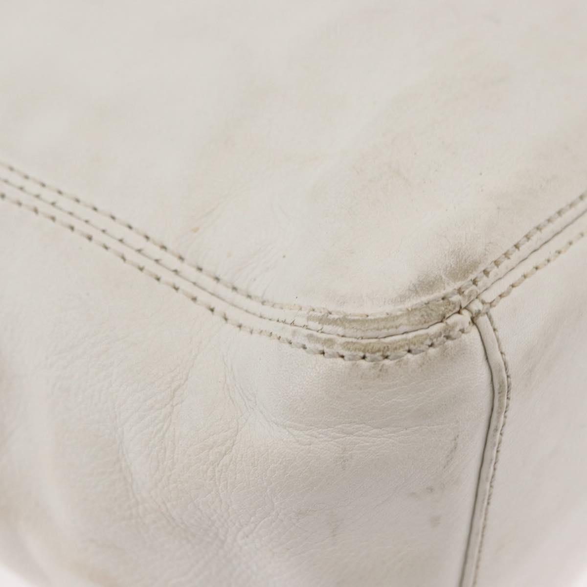 CHANEL Chain Hand Bag Leather White CC Auth BAZ593A