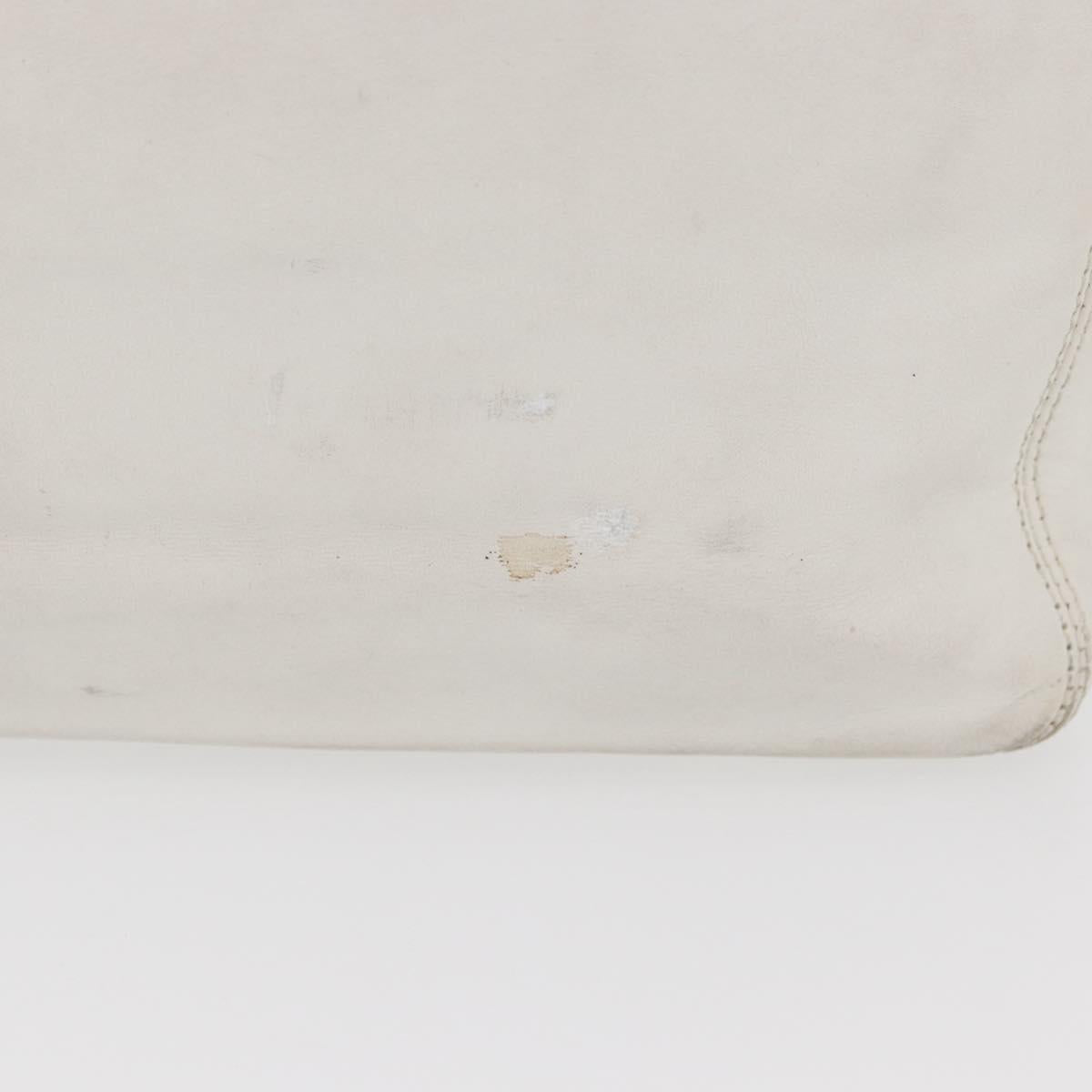 CHANEL Chain Hand Bag Leather White CC Auth BAZ593A