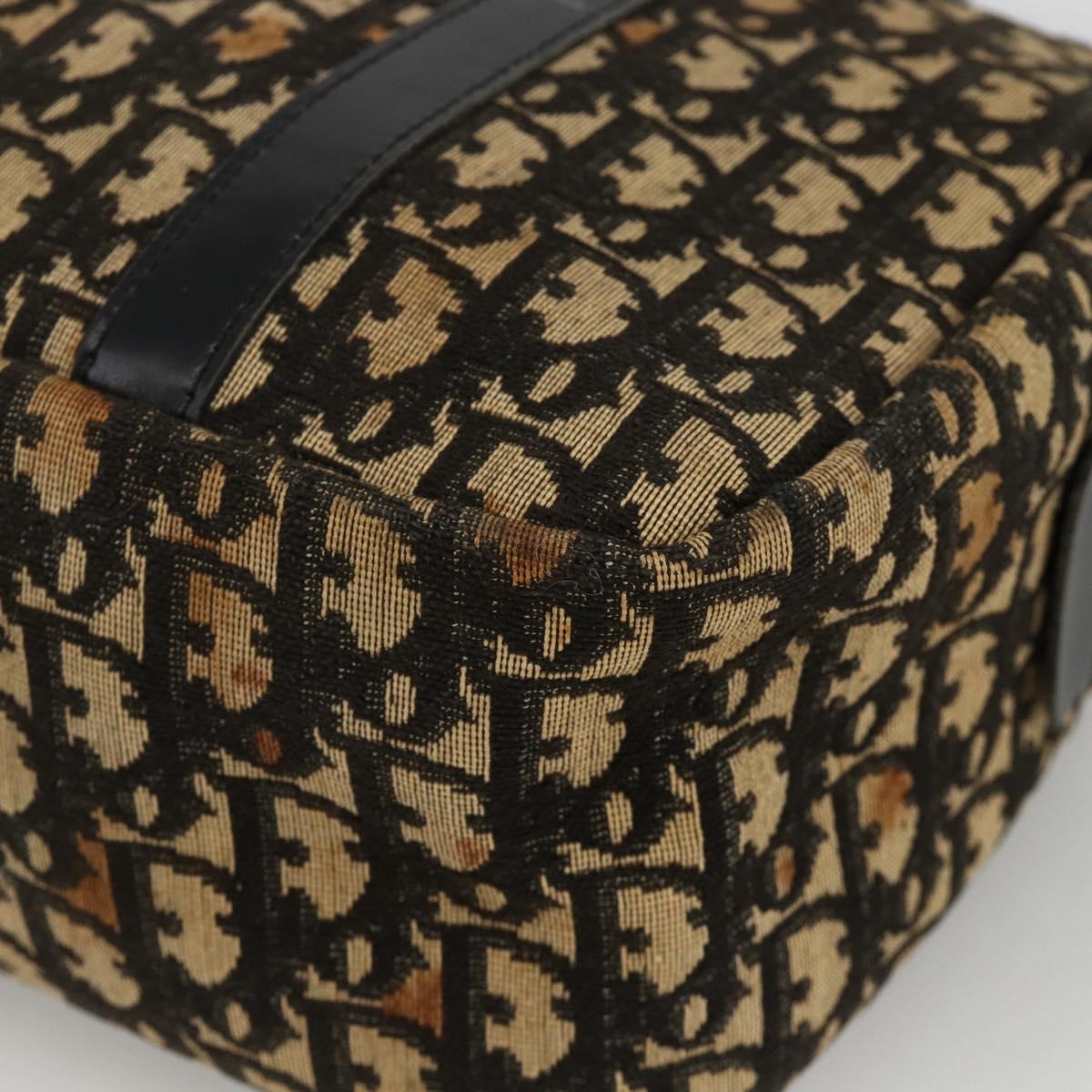 Christian Dior Trotter Canvas Hand Bag Navy Gold Auth BAZ596