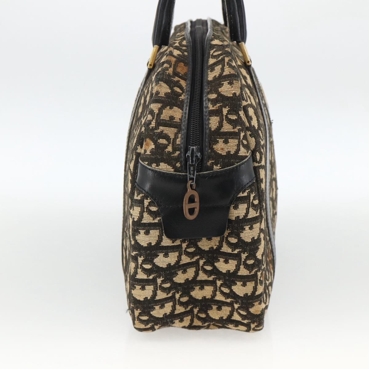 Christian Dior Trotter Canvas Hand Bag Navy Gold Auth BAZ596