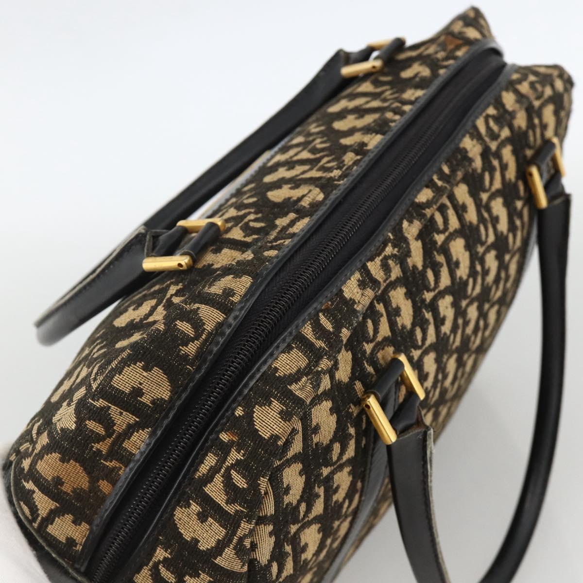 Christian Dior Trotter Canvas Hand Bag Navy Gold Auth BAZ596