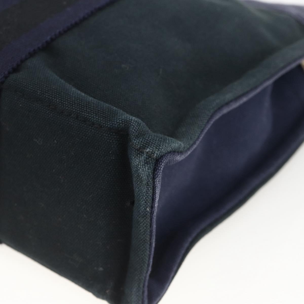 HERMES Fourre Tout PM Tote Bag Canvas Navy Silver Auth BAZ597
