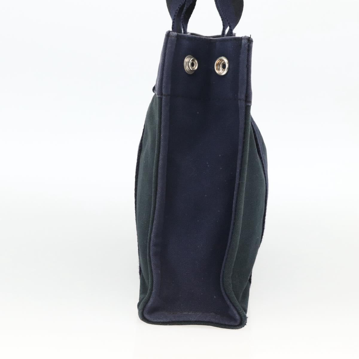 HERMES Fourre Tout PM Tote Bag Canvas Navy Silver Auth BAZ597
