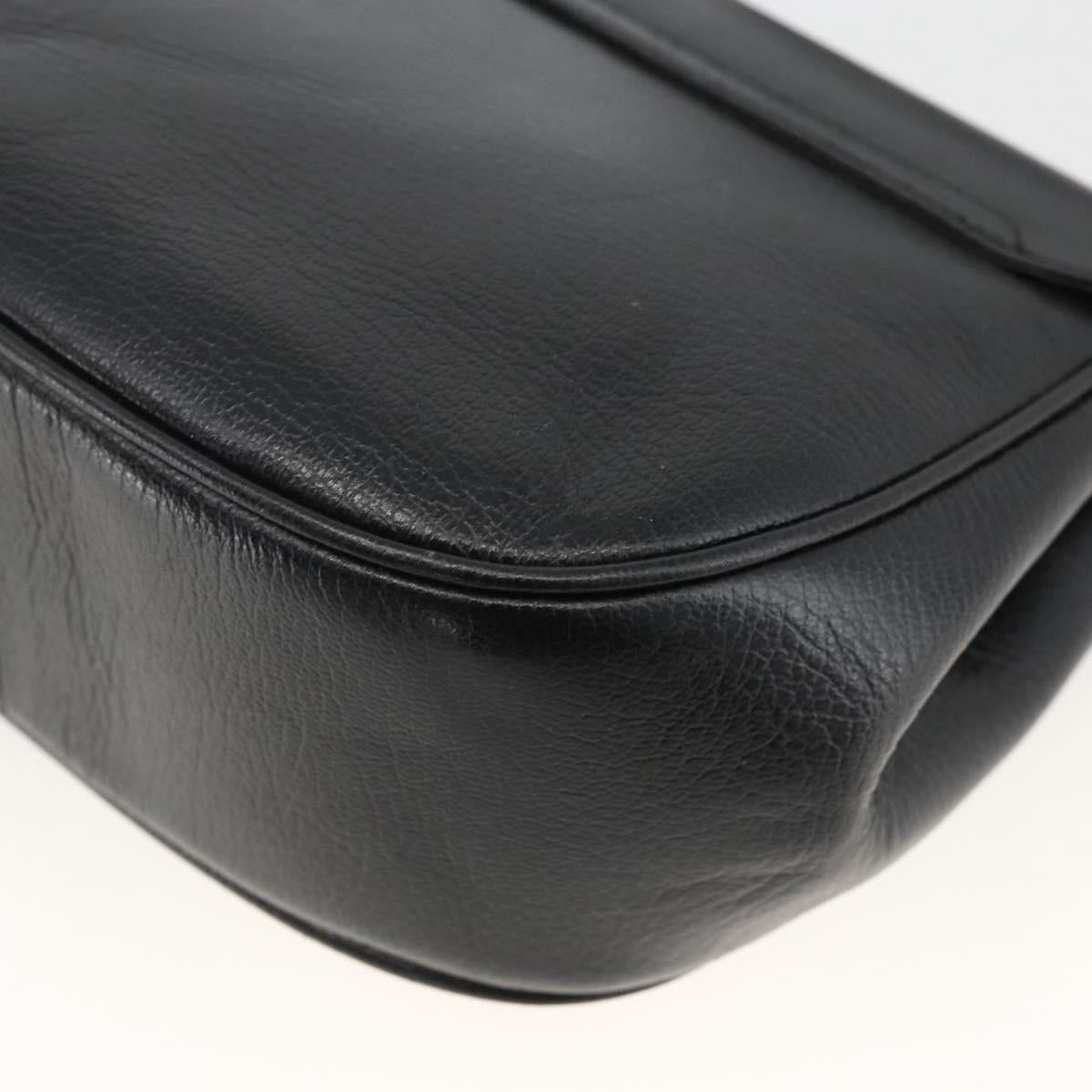 Salvatore Ferragamo Gancini Shoulder Bag Leather Black Gold Auth BAZ601A