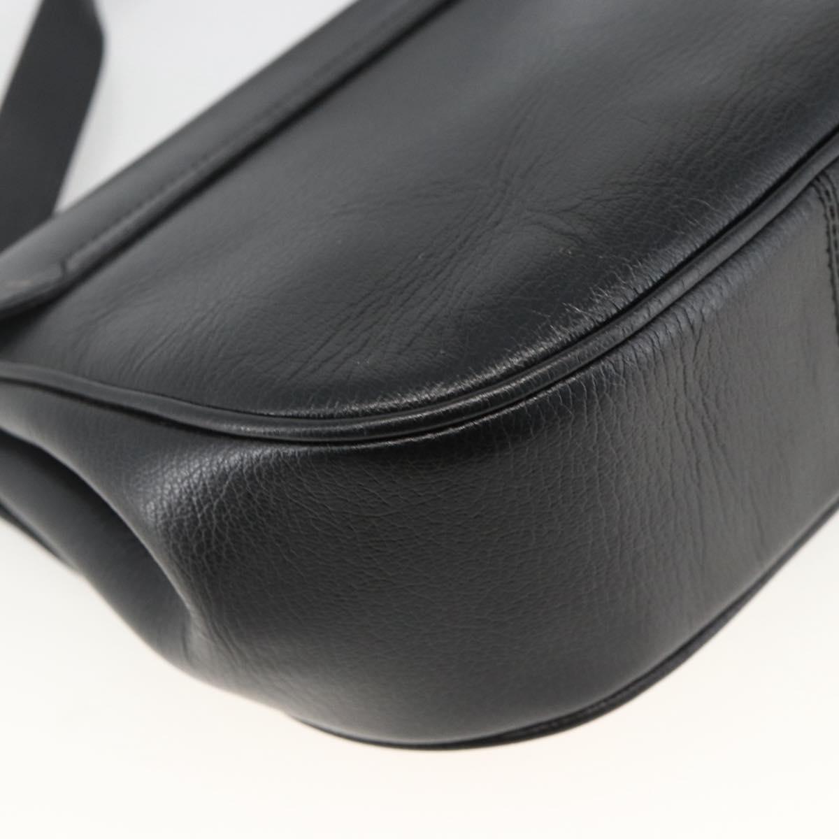 Salvatore Ferragamo Gancini Shoulder Bag Leather Black Gold Auth BAZ601A