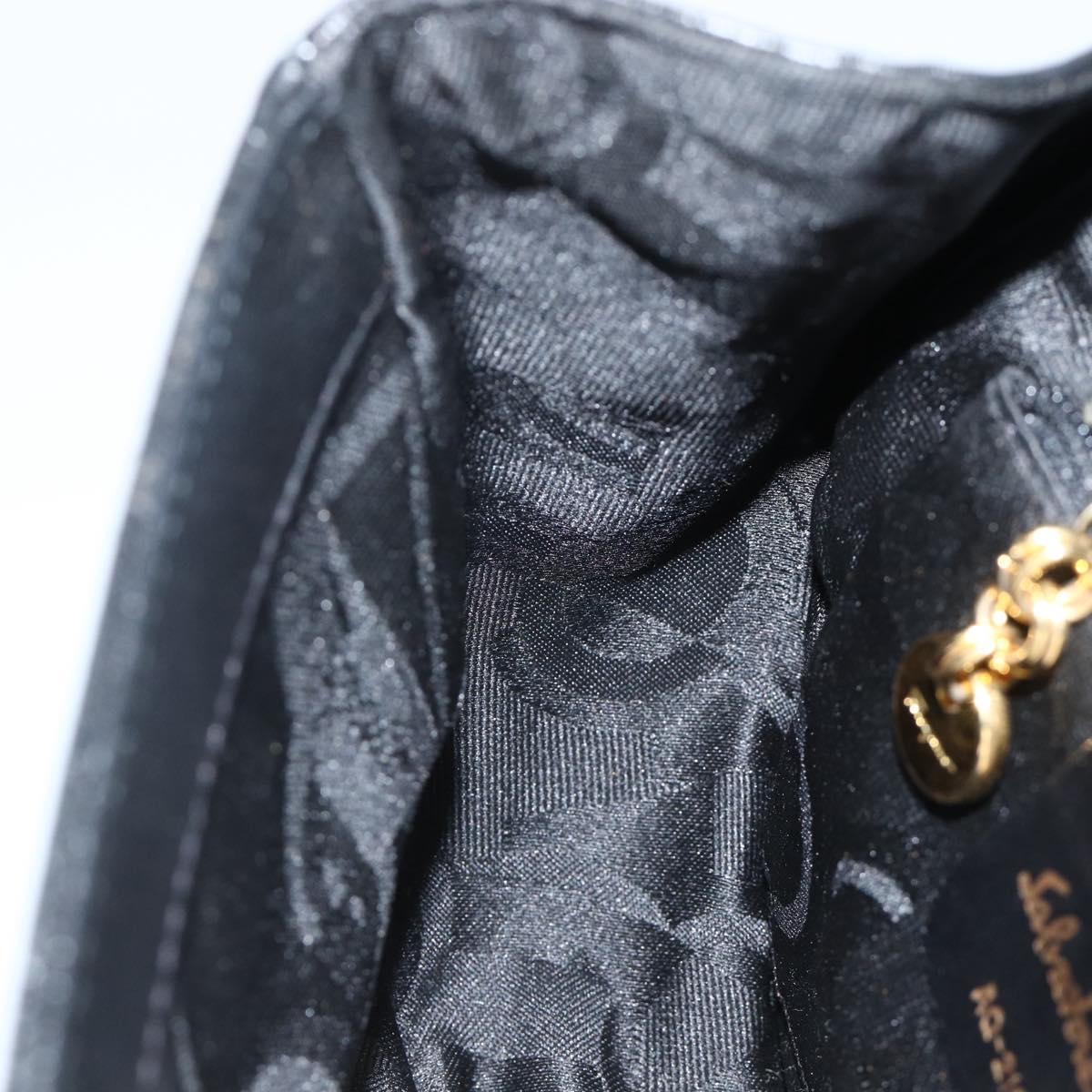 Salvatore Ferragamo Gancini Shoulder Bag Leather Black Gold Auth BAZ601A
