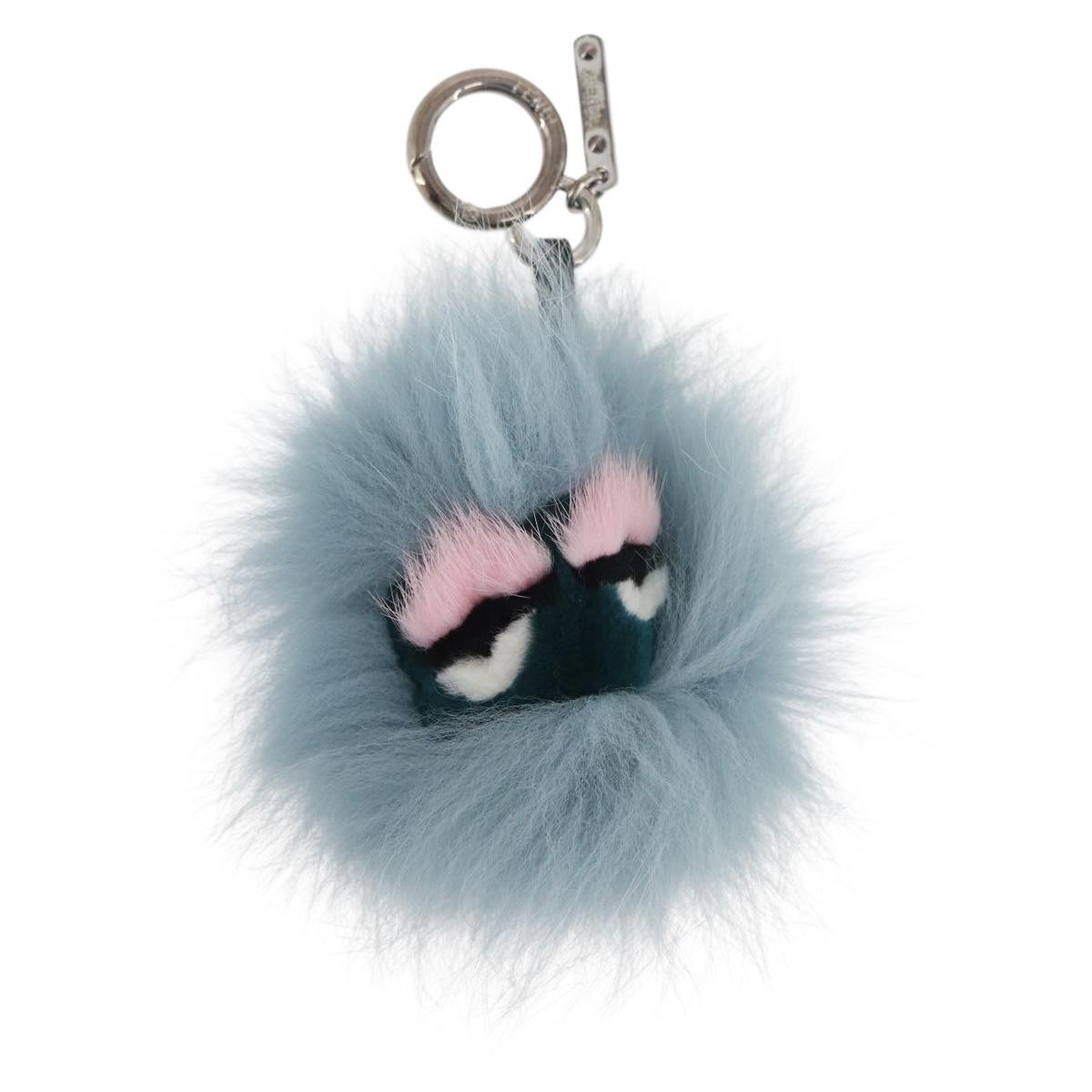 FENDI Bagbugs Monster Bag Charm Light Blue Auth BAZ611A