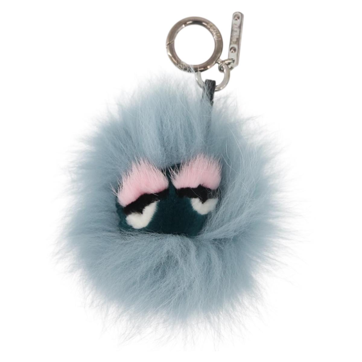 FENDI Bagbugs Monster Bag Charm Light Blue Auth BAZ611A