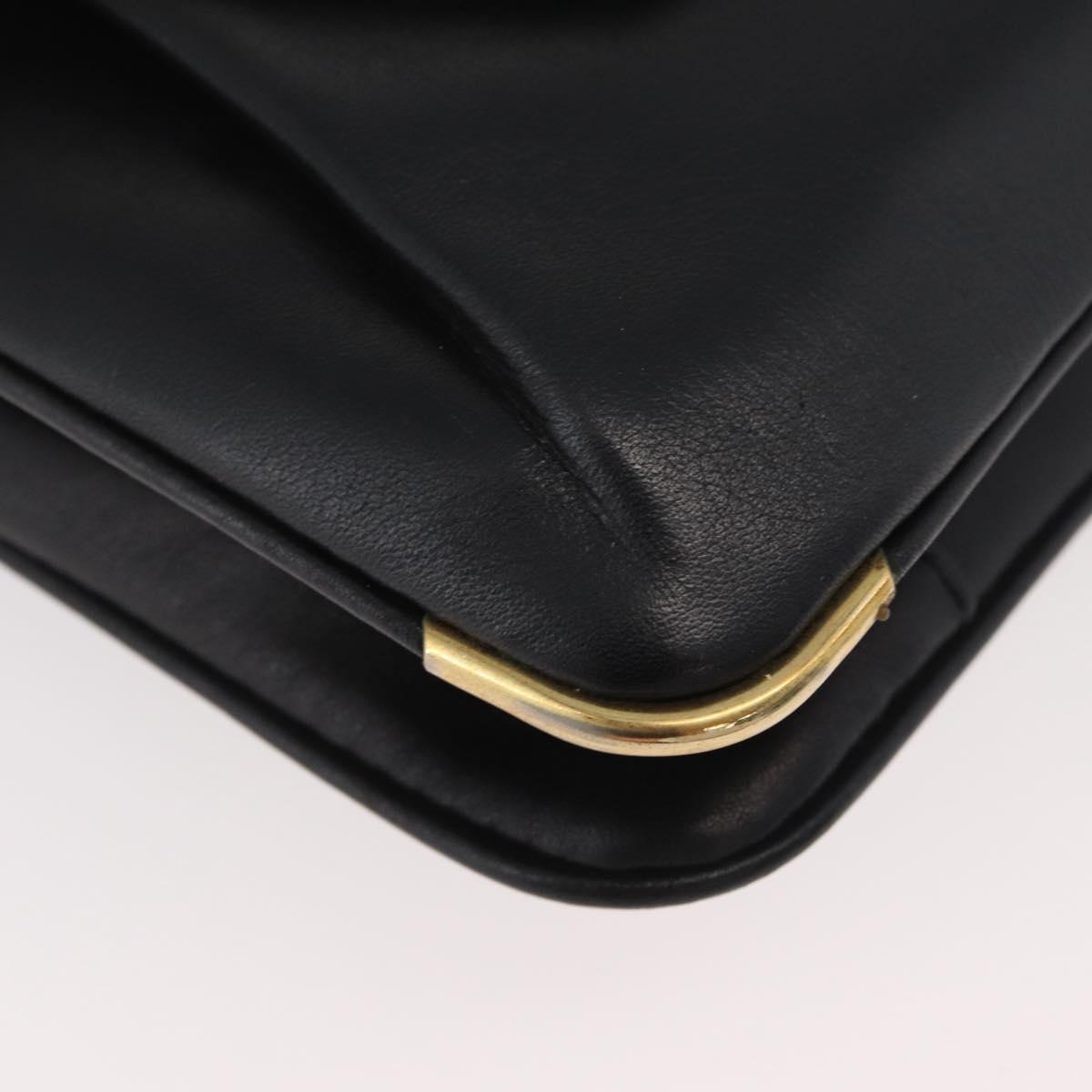CELINE Shoulder Bag Leather Black Gold Auth BAZ622A